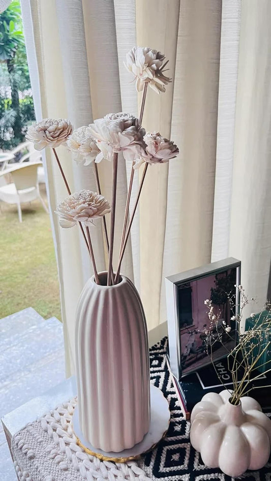 Ceramic Off-White Long Flower Vase