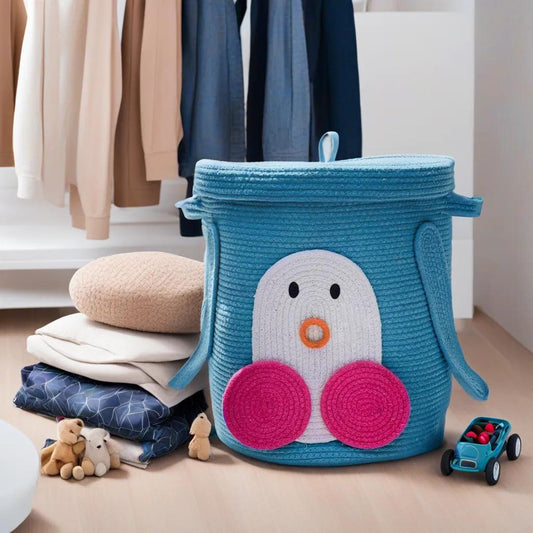 Blue Penguin Laundry Basket